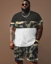 Street Style Dinosaur Camo Colorblock Print Large Men's Suit